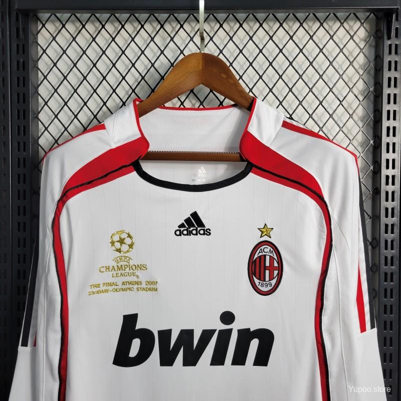 Retro Long Sleeve 2006-07 AC Milan Away White Jersey - High-Quality Replica