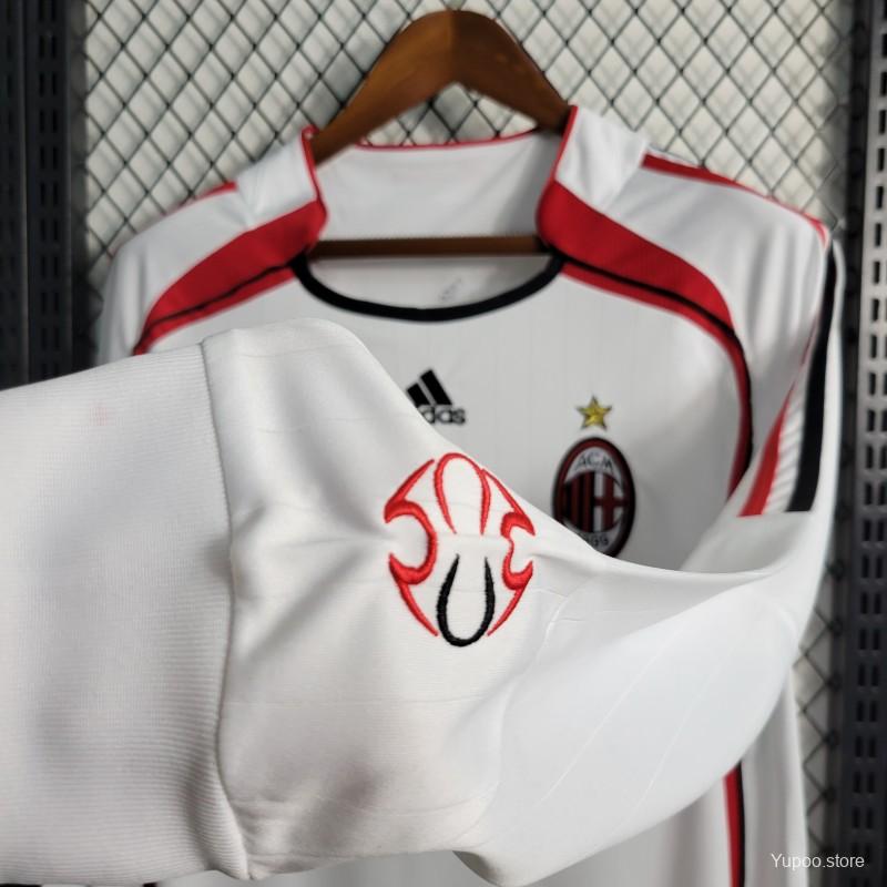 Retro Long Sleeve 2006-07 AC Milan Away White Jersey - High-Quality Replica