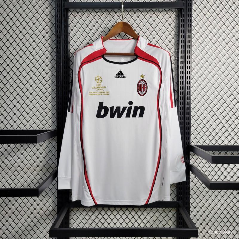 Retro Long Sleeve 2006-07 AC Milan Away White Jersey - High-Quality Replica